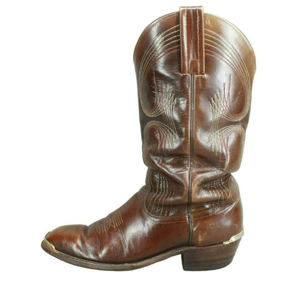 Frye Other - Frye Brown Leather Pull On Mid Calf Western Cowboy Boots Size 9 D